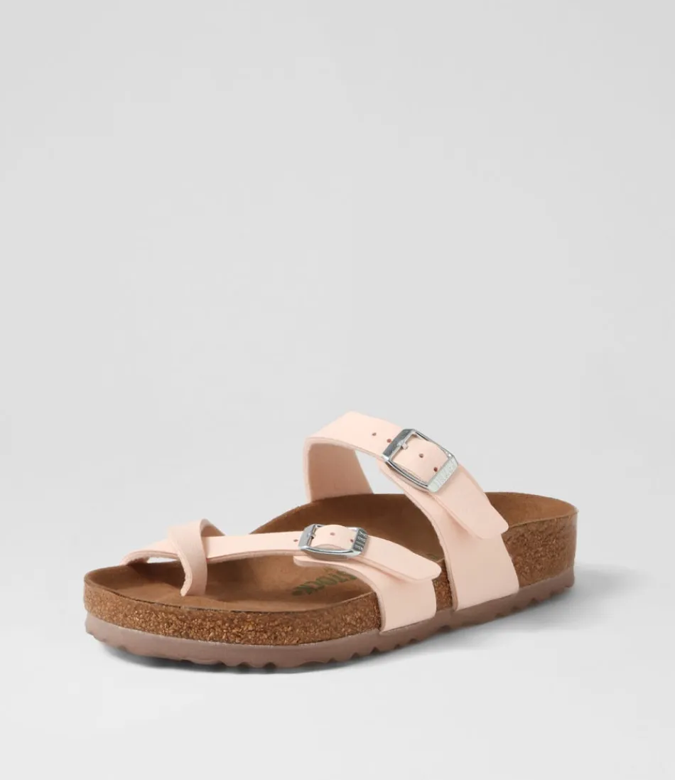 Women BIRKENSTOCK Comfort<Mayari Earthy Vegan Light Rose Birkibuc Slides