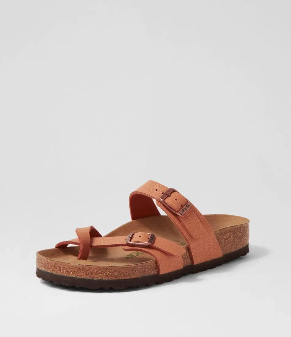 Women BIRKENSTOCK Comfort<Mayari Earthy Vegan Pecan Birkibuc Slides