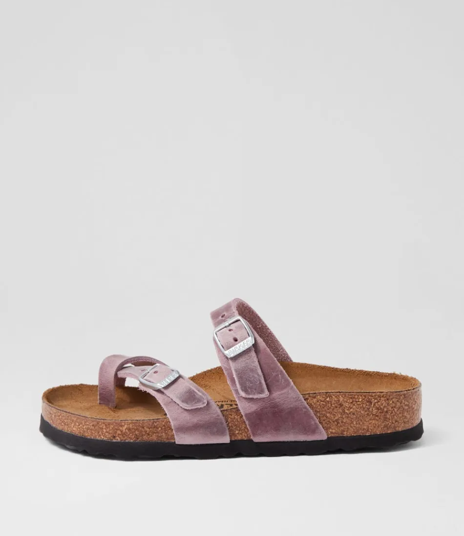 Women BIRKENSTOCK Comfort<Mayari Lavender Oiled Leather Slides