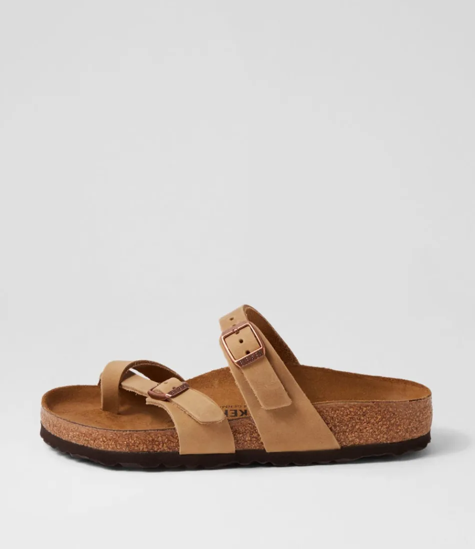 Women BIRKENSTOCK Comfort<Mayari Tobacco Brown Oiled Leather Slides