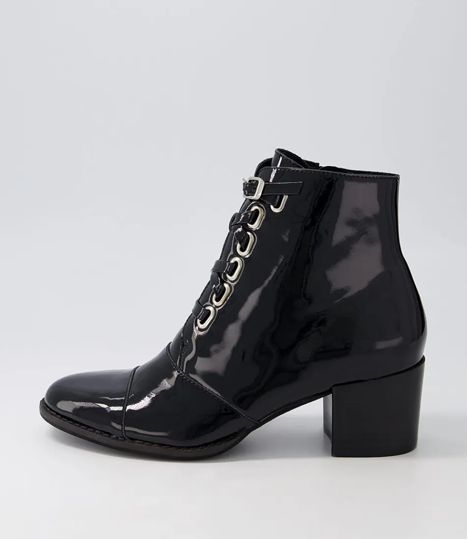 Women DJANGO & JULIETTE Boots<Mclain Black Patent Leather Lace Up Boots