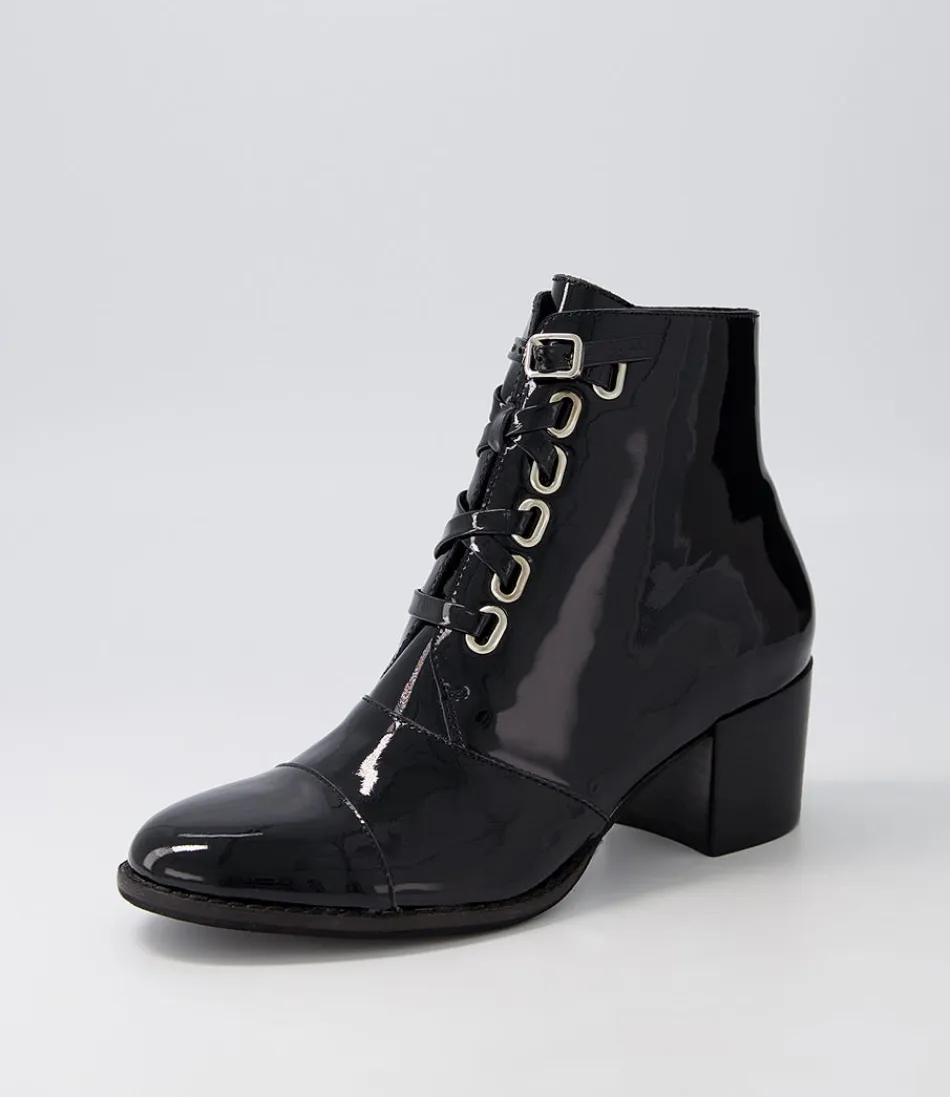 Women DJANGO & JULIETTE Boots<Mclain Black Patent Leather Lace Up Boots