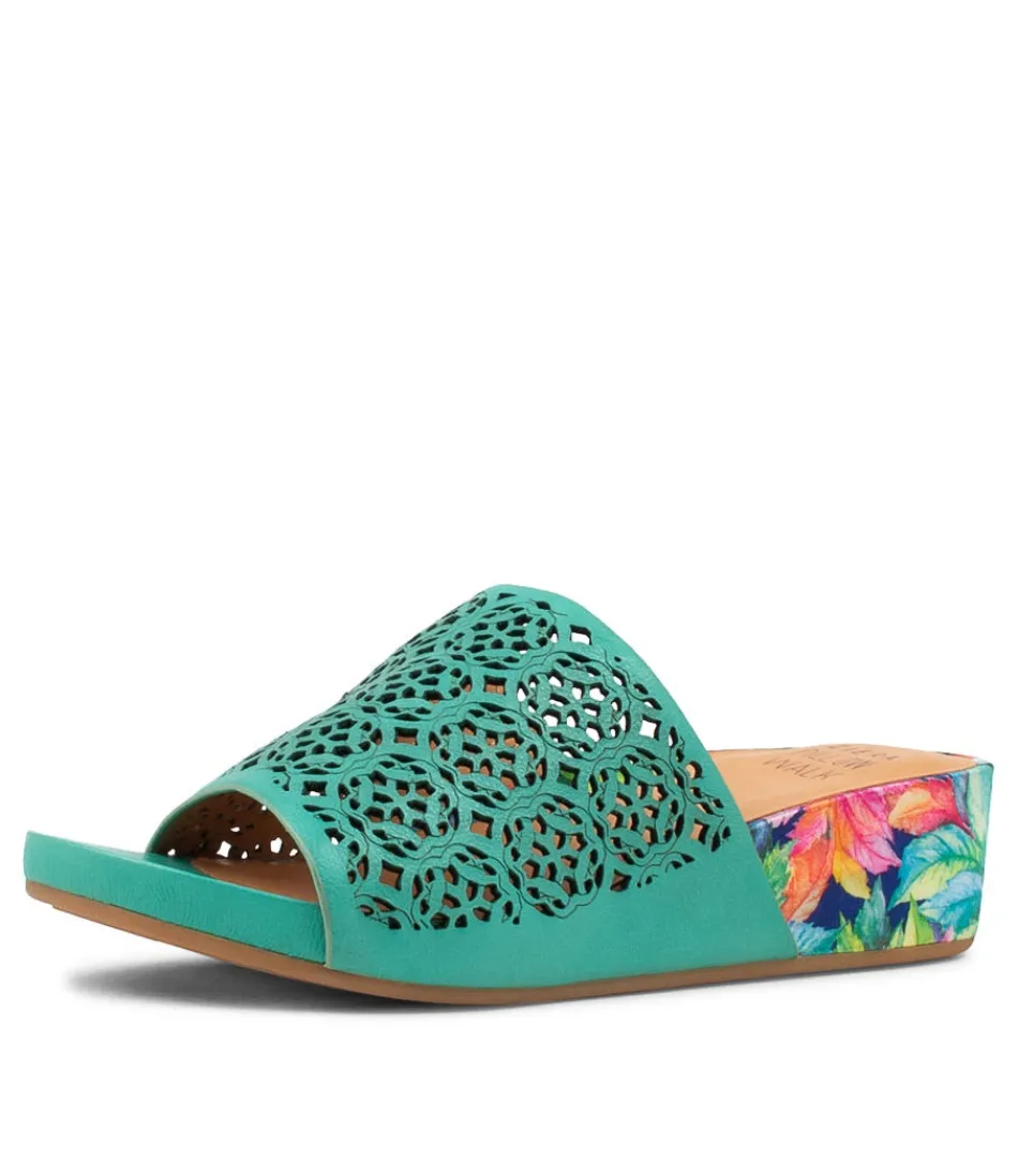 Women ZIERA Wedges<Mehmet W Light Emerald Leather Sandals