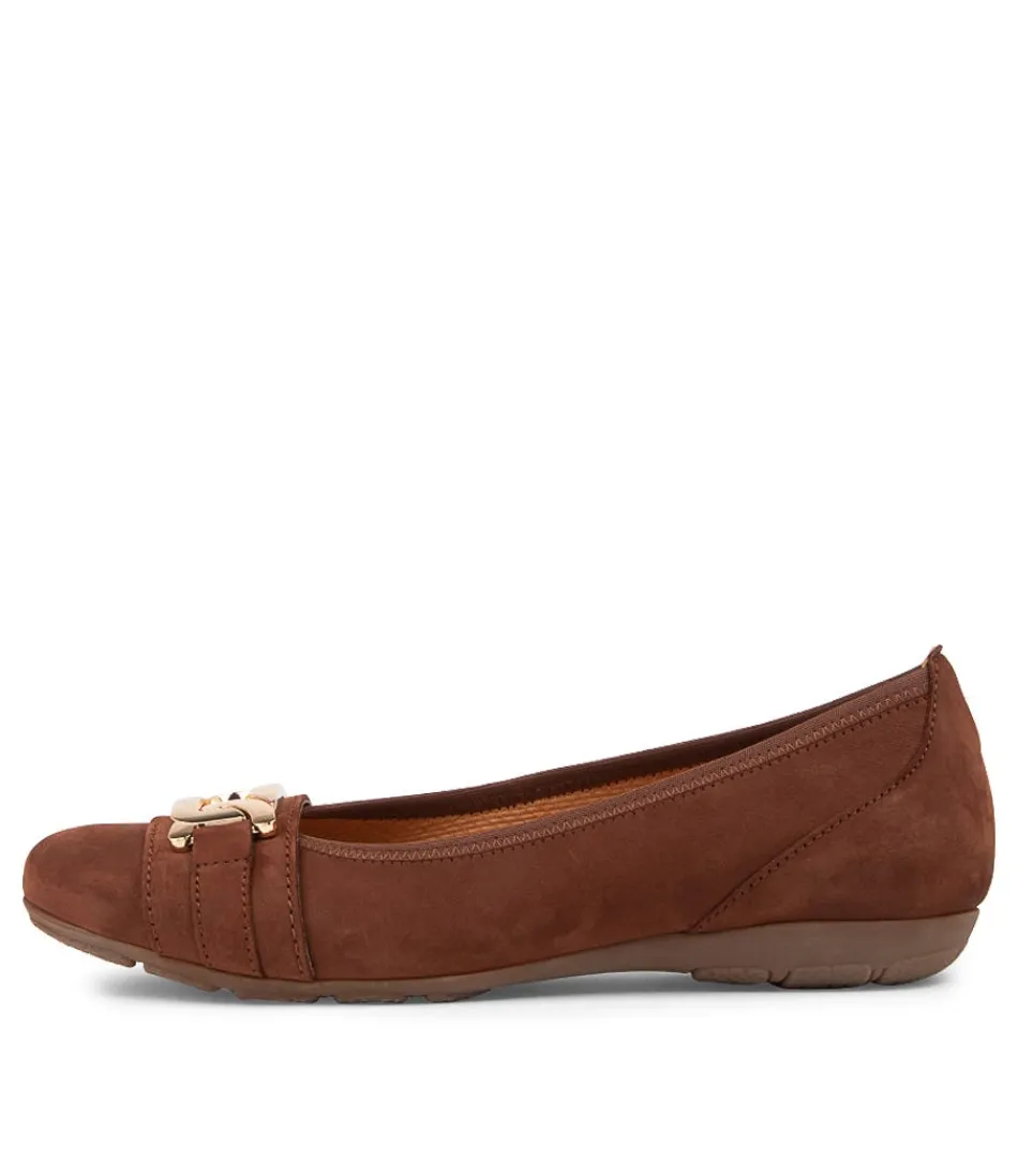 Women GABOR Comfort<Mehr Kastanie Suede Ballet Flats