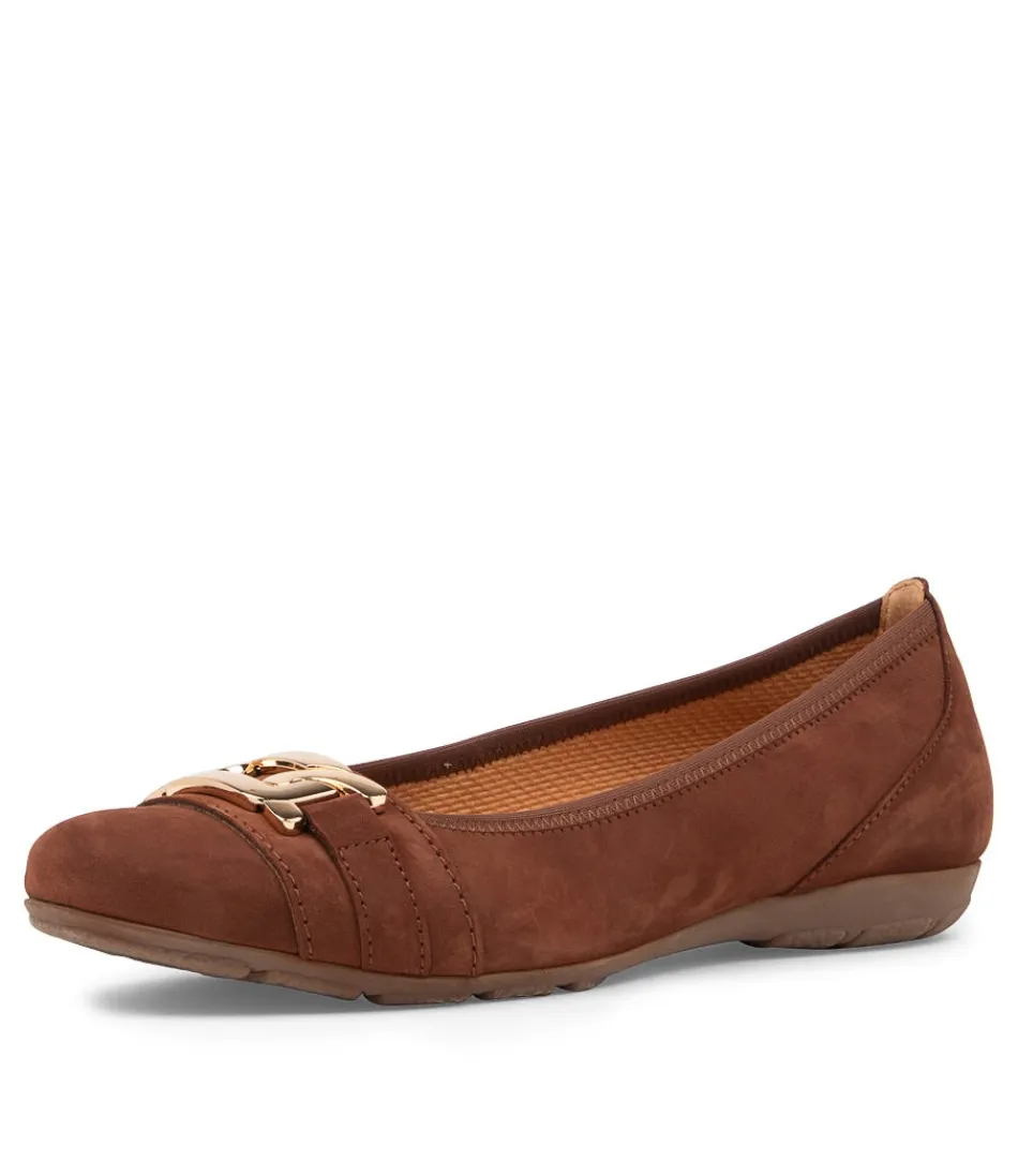 Women GABOR Comfort<Mehr Kastanie Suede Ballet Flats