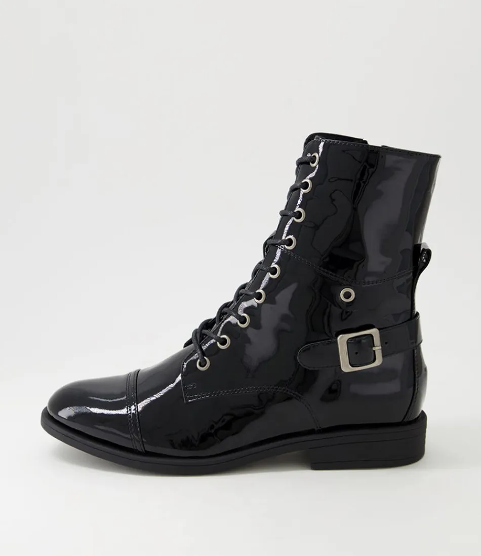 Women DJANGO & JULIETTE Boots<Mekhi Black Patent Leather Ankle Boots