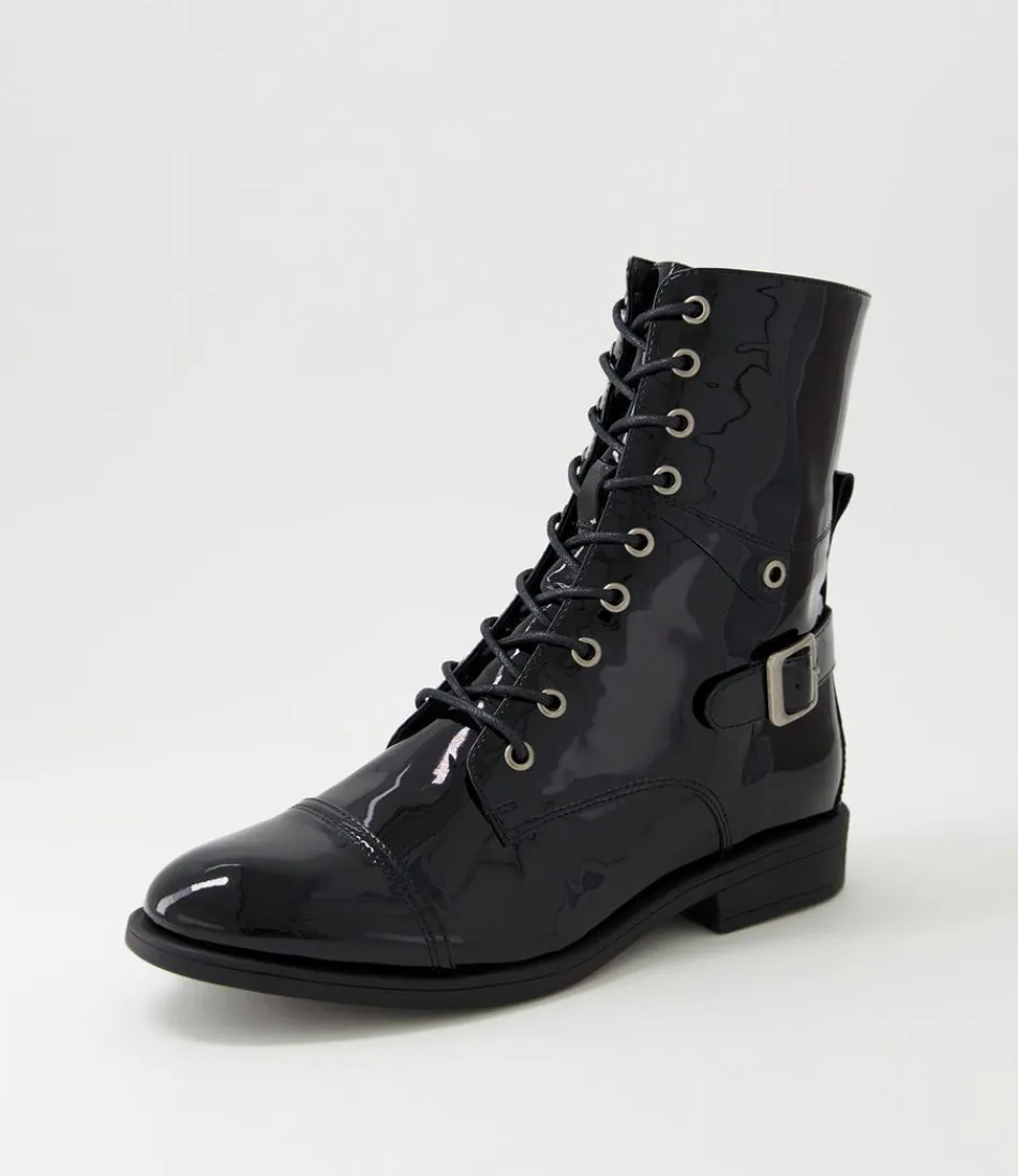 Women DJANGO & JULIETTE Boots<Mekhi Black Patent Leather Ankle Boots