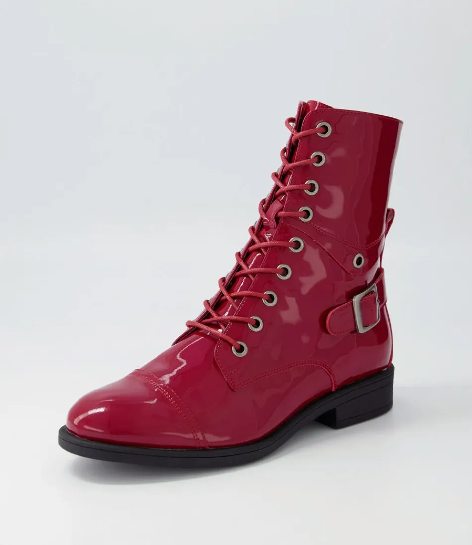 Women DJANGO & JULIETTE Boots<Mekhi Dark Red Patent Leather Lace Up Boots