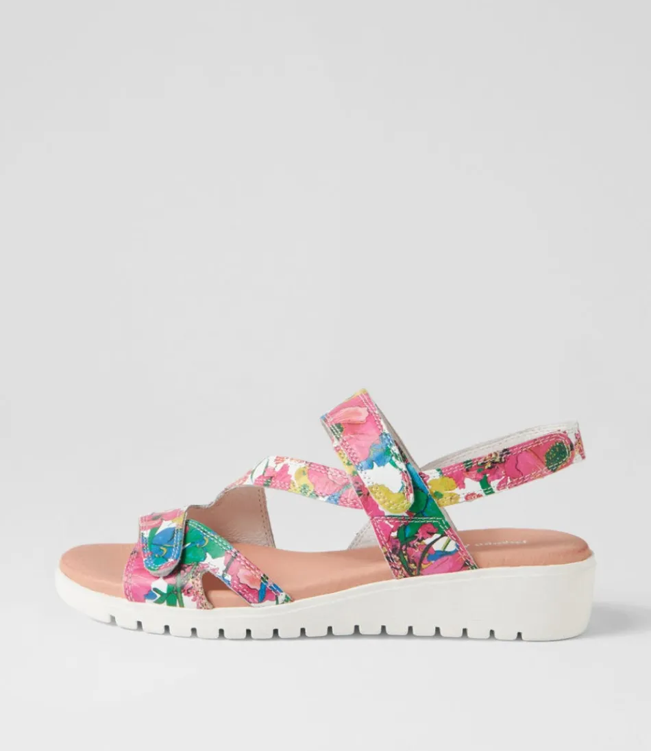 Women DJANGO & JULIETTE Flats<Melany White Flowermania Leather Slides