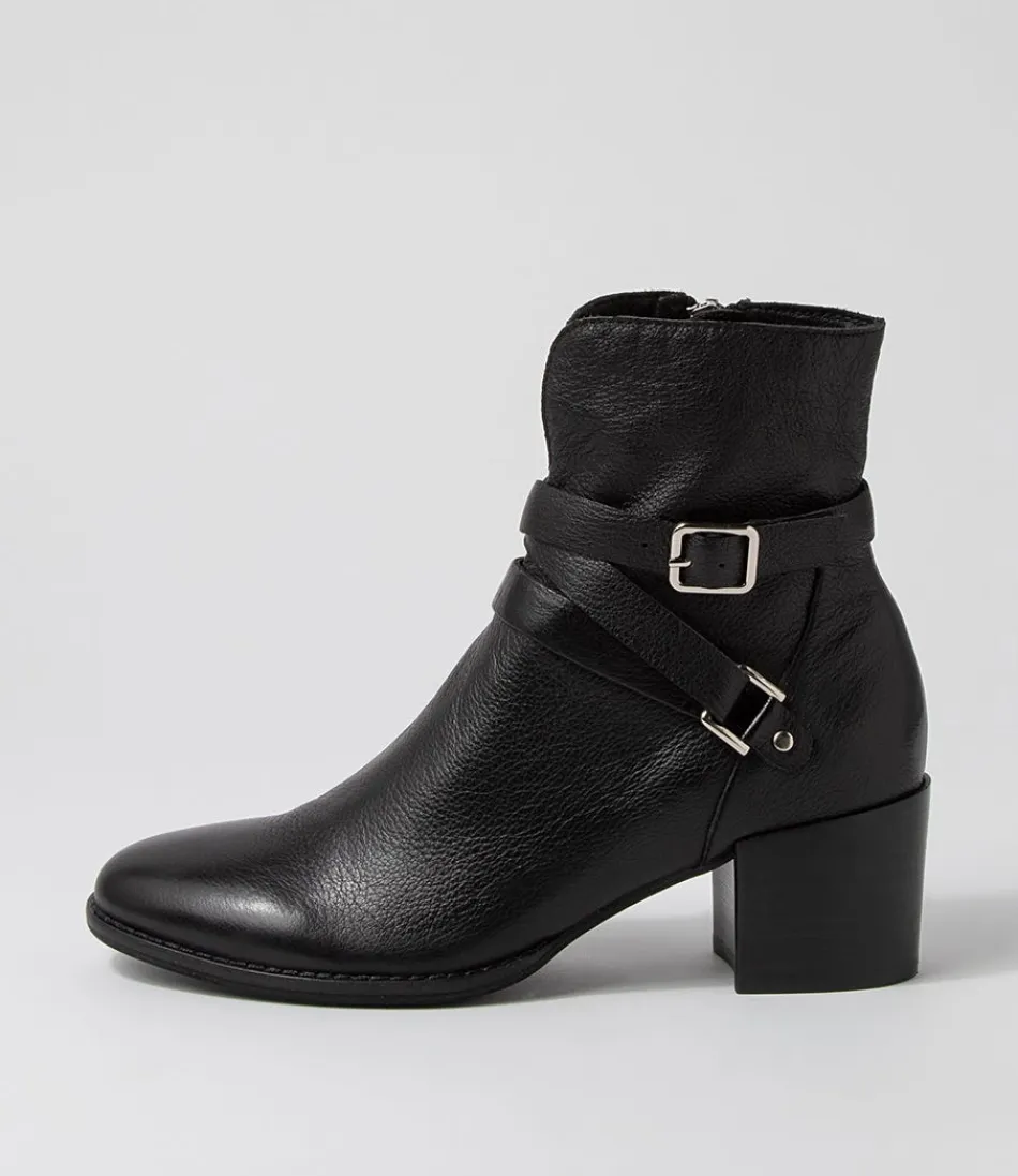 Women DJANGO & JULIETTE Boots<Melvine Black Leather Ankle Boots