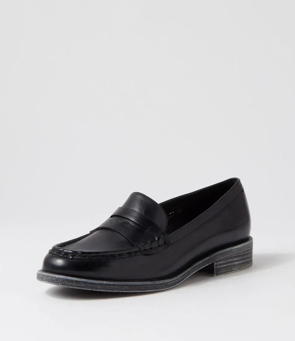 Women DJANGO & JULIETTE Loafers<Messina Black Leather Loafers