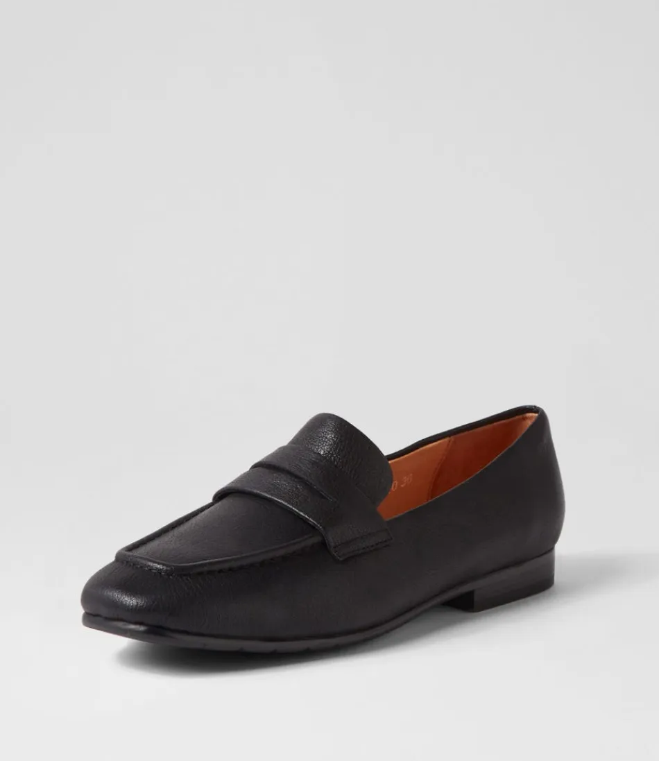 Women TOP END Loafers<Milica Black Leather Loafers