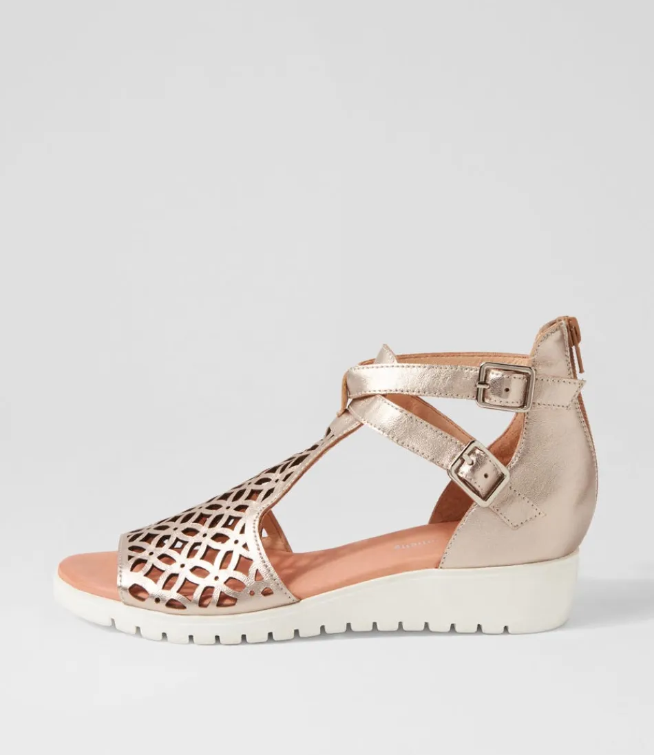 Women DJANGO & JULIETTE Wedges<Minos Platino White Leather Sandals