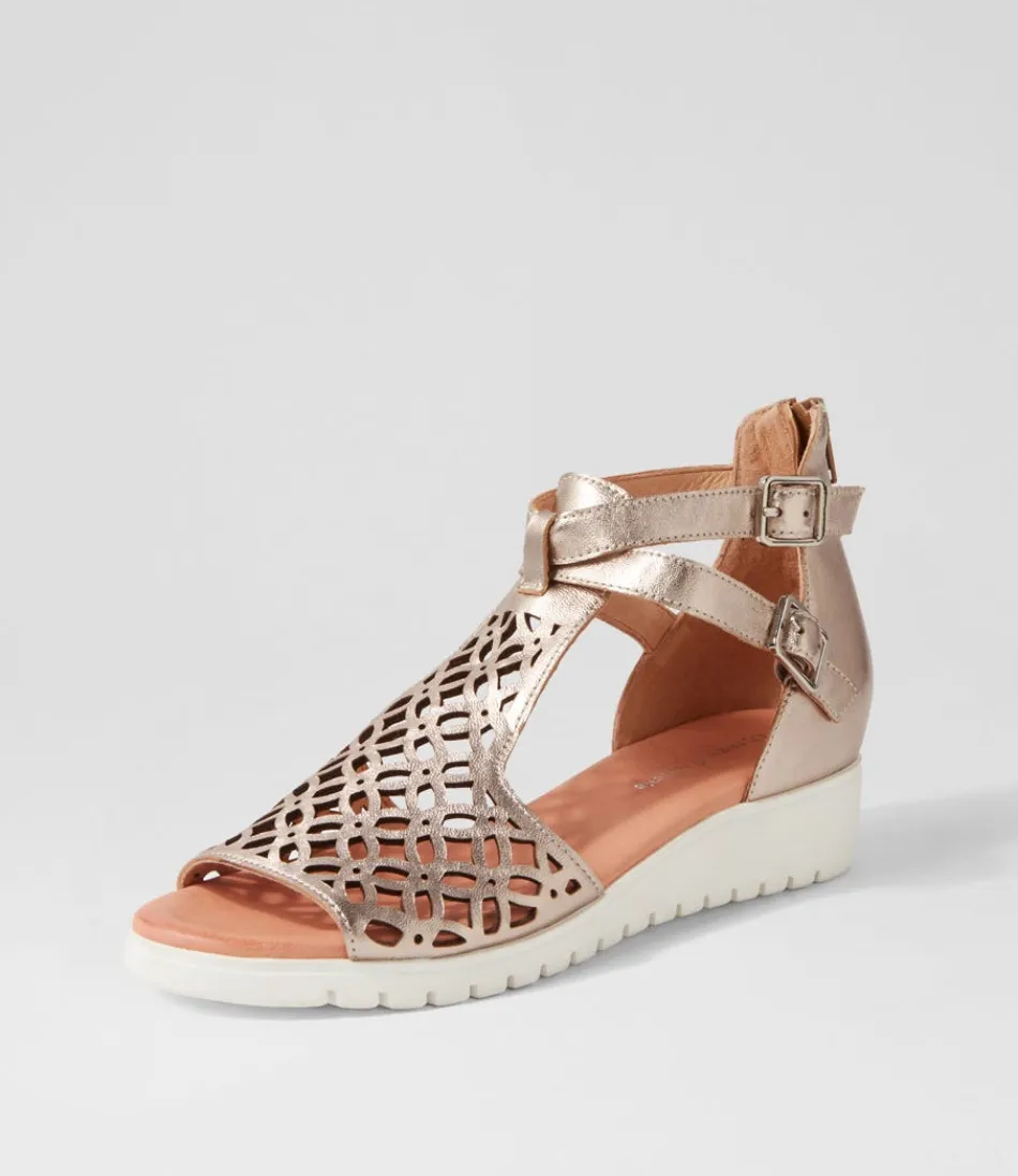 Women DJANGO & JULIETTE Wedges<Minos Platino White Leather Sandals