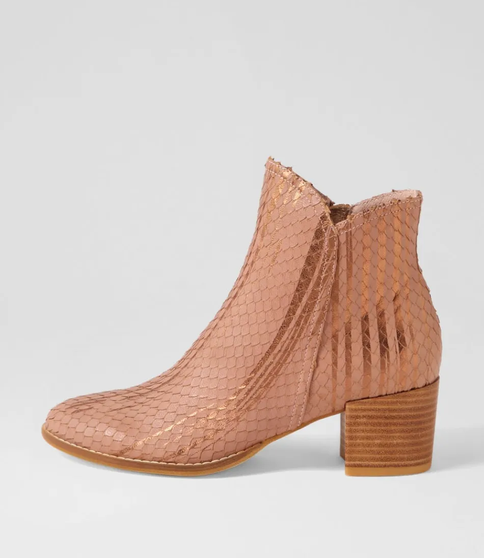 Women DJANGO & JULIETTE Boots<Mockas Blush Metallic Cut Leather Ankle Boots