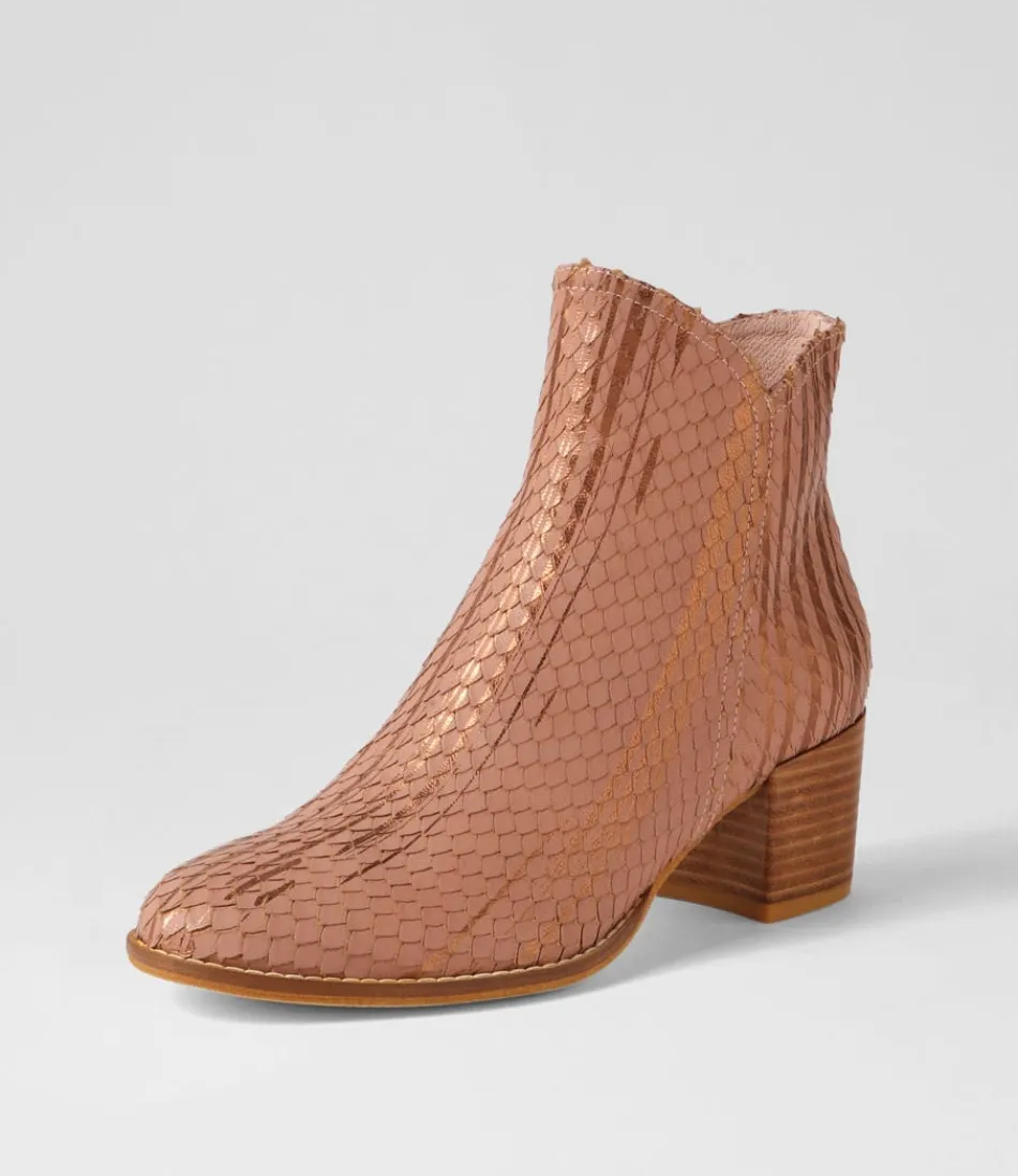 Women DJANGO & JULIETTE Boots<Mockas Blush Metallic Cut Leather Ankle Boots