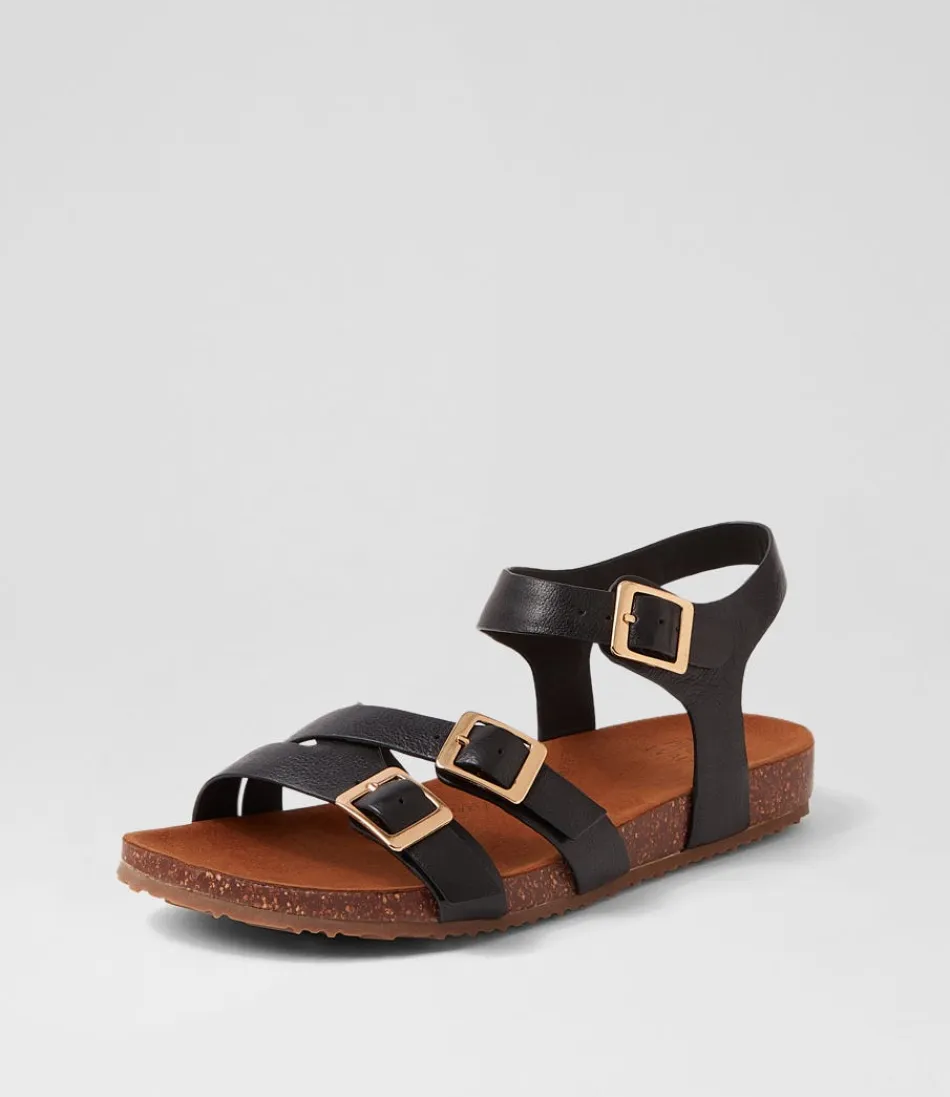 Women ZIERA Sandals<Moffee Xw Black Leather Sandals