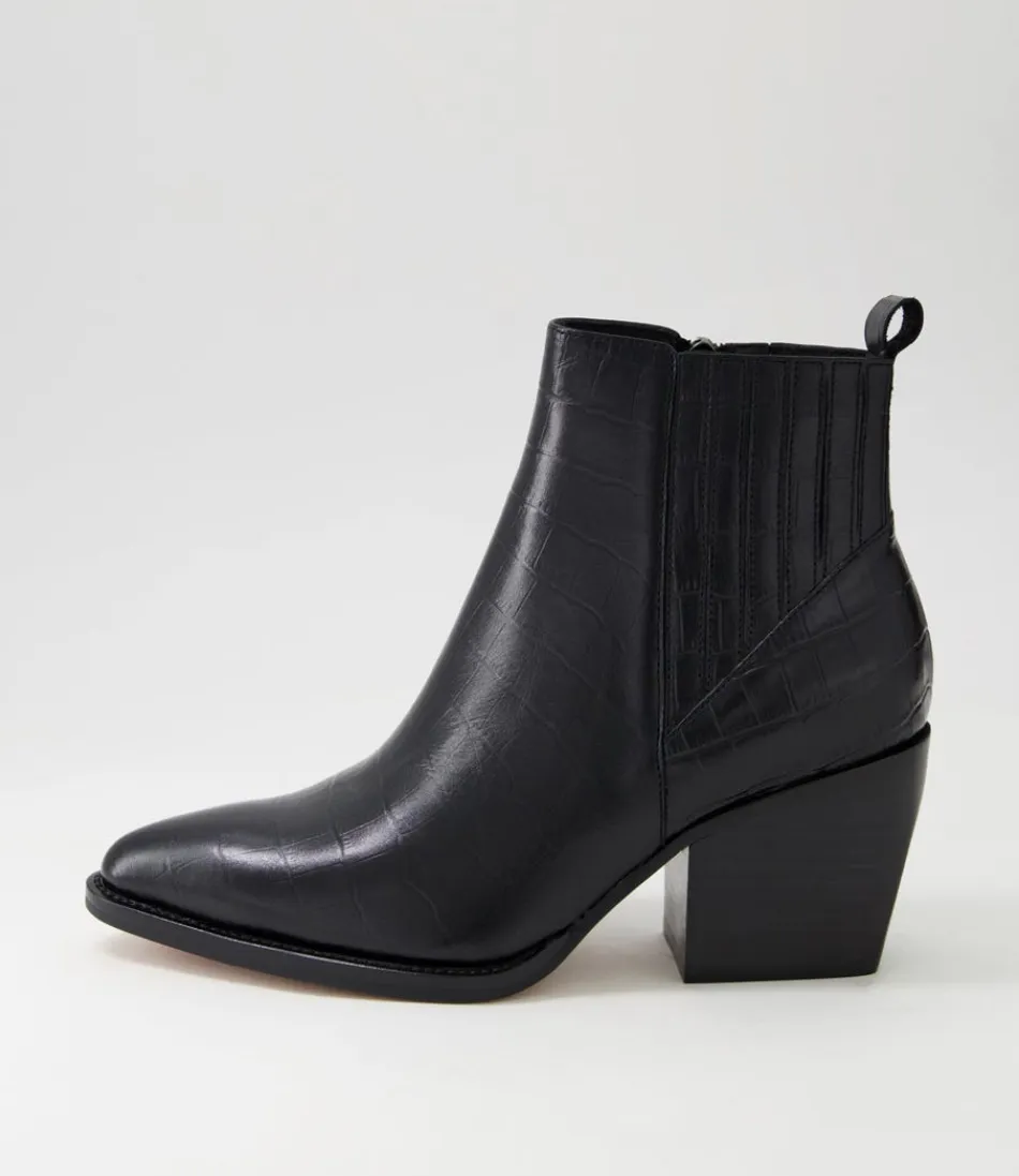 Women DJANGO & JULIETTE Boots<Morene Black Croc Leather Chelsea Boots