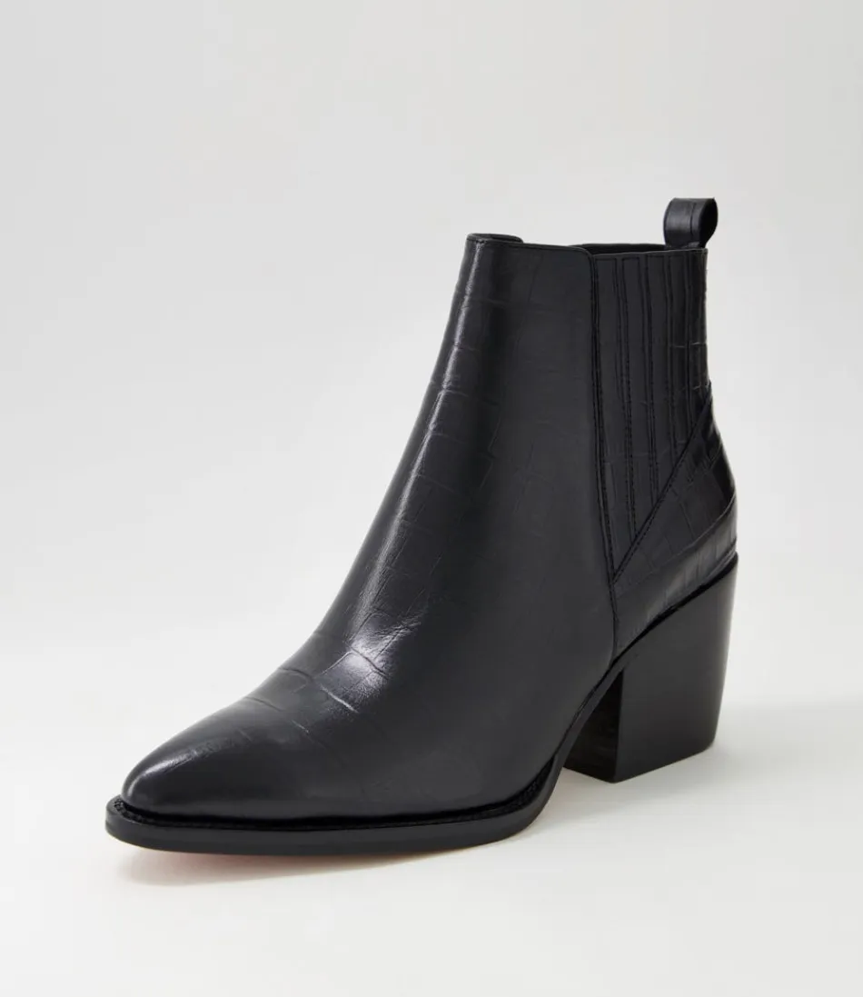 Women DJANGO & JULIETTE Boots<Morene Black Croc Leather Chelsea Boots