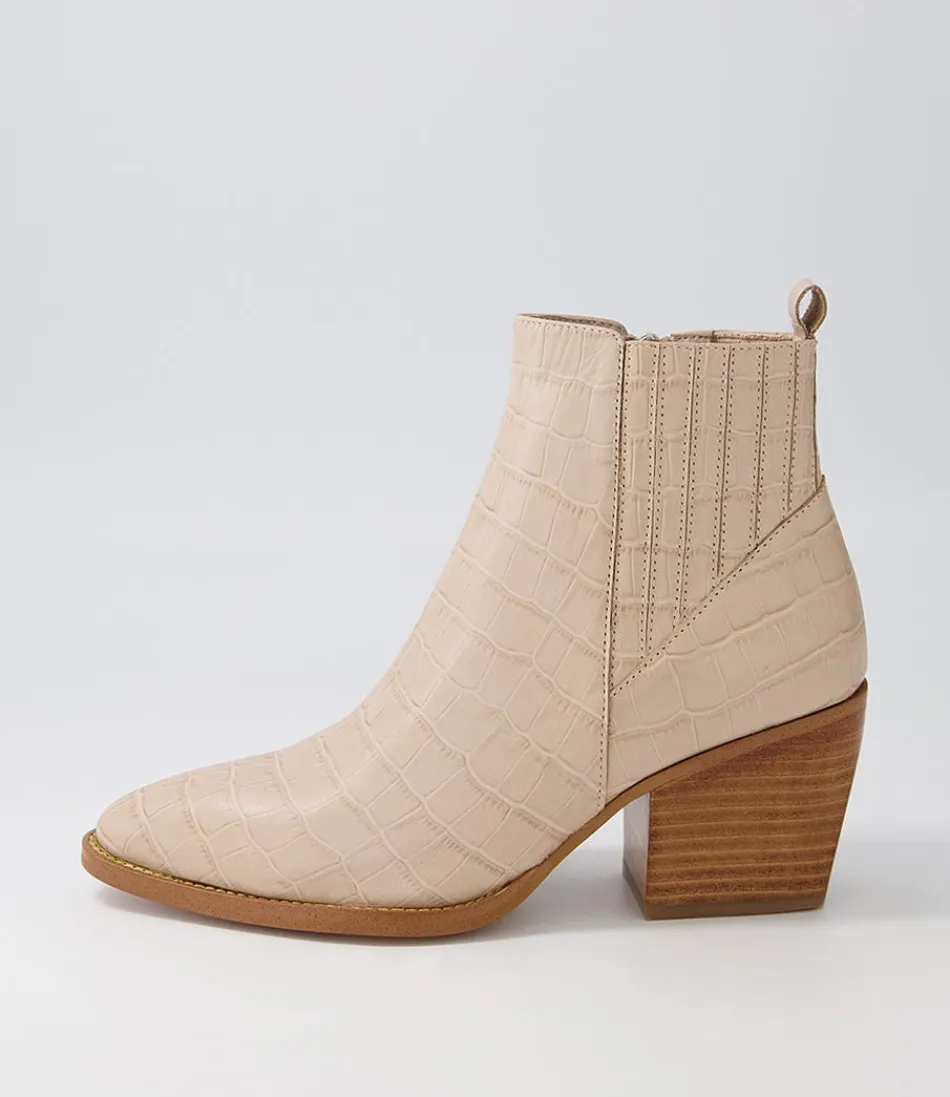 Women DJANGO & JULIETTE Boots<Morene Cafe Croc Leather Chelsea Boots