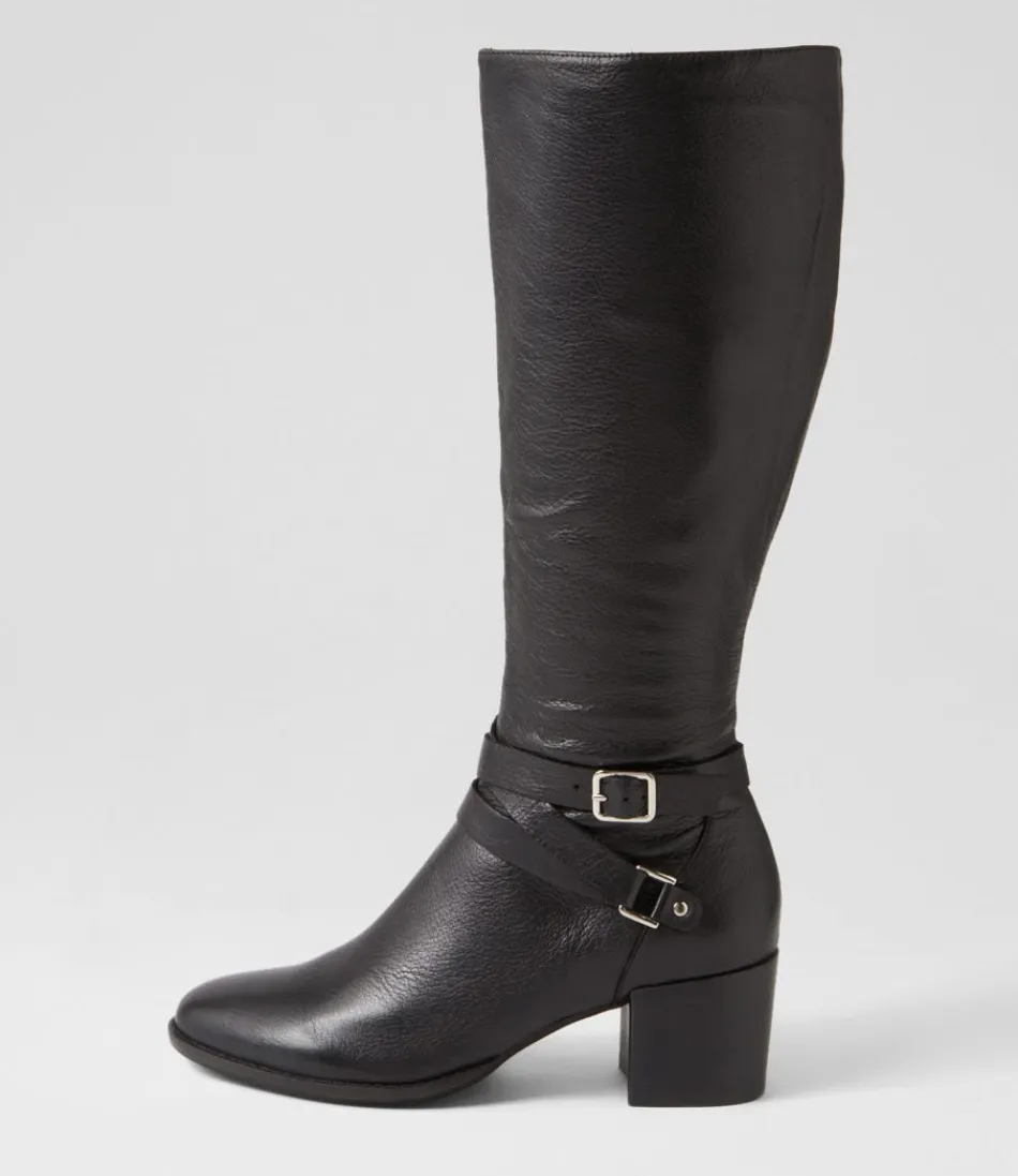 Women DJANGO & JULIETTE Boots<Morry Black Leather Knee High Boots