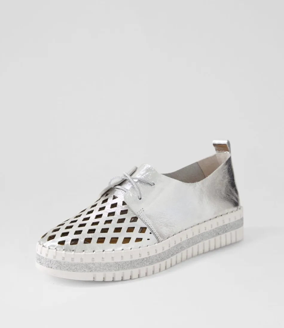 Women DJANGO & JULIETTE Sneakers<Mosi Silver White Crush Leather Sneakers