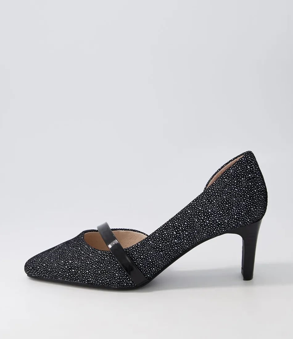 Women SUPERSOFT Comfort<Narda2 Black White Dot Suede Patent Heels