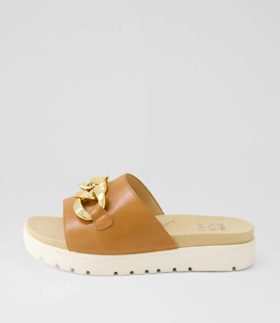 Women ZIERA Flats<Narry Xw Tan Leather Slides