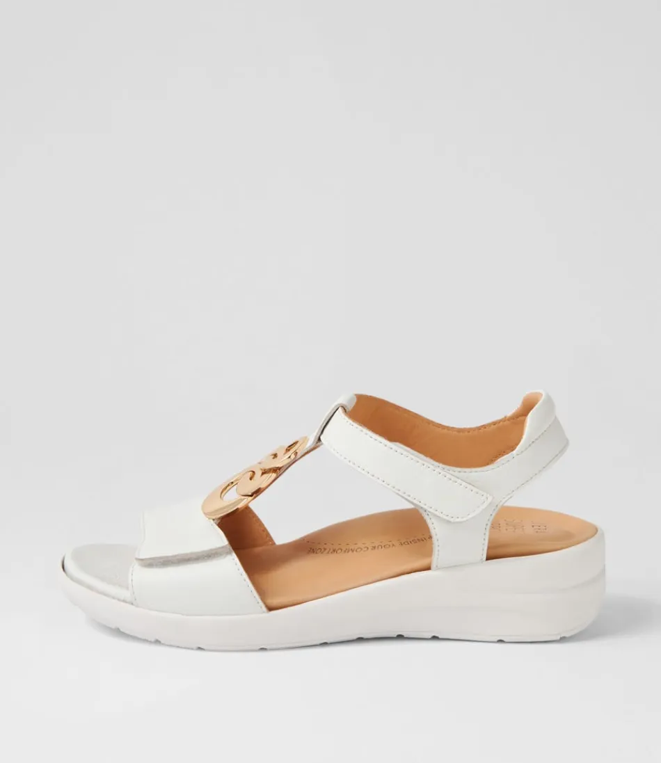 Women ZIERA Heels<Navvon Xw White Leather Sandals