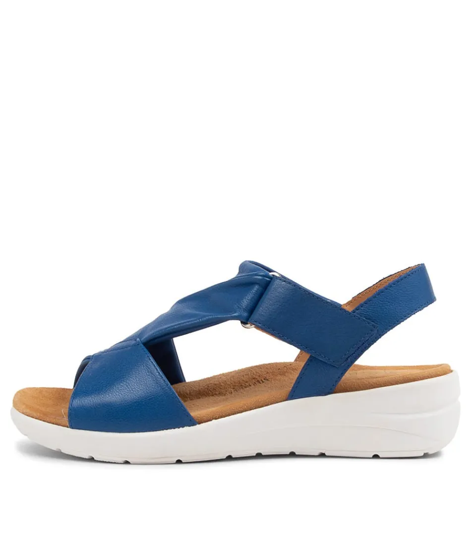 Women ZIERA Wedges<Nazly Xw Cobalt Leather Sandals