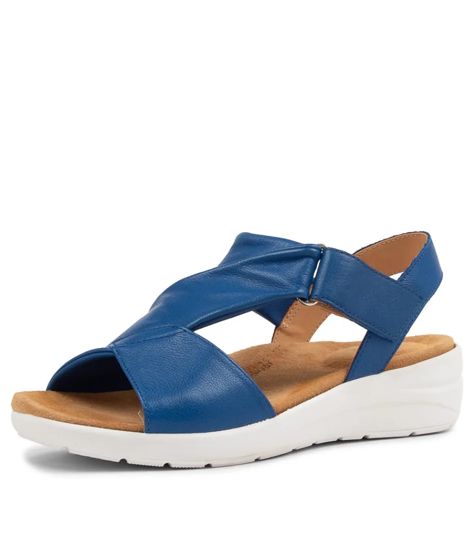 Women ZIERA Wedges<Nazly Xw Cobalt Leather Sandals