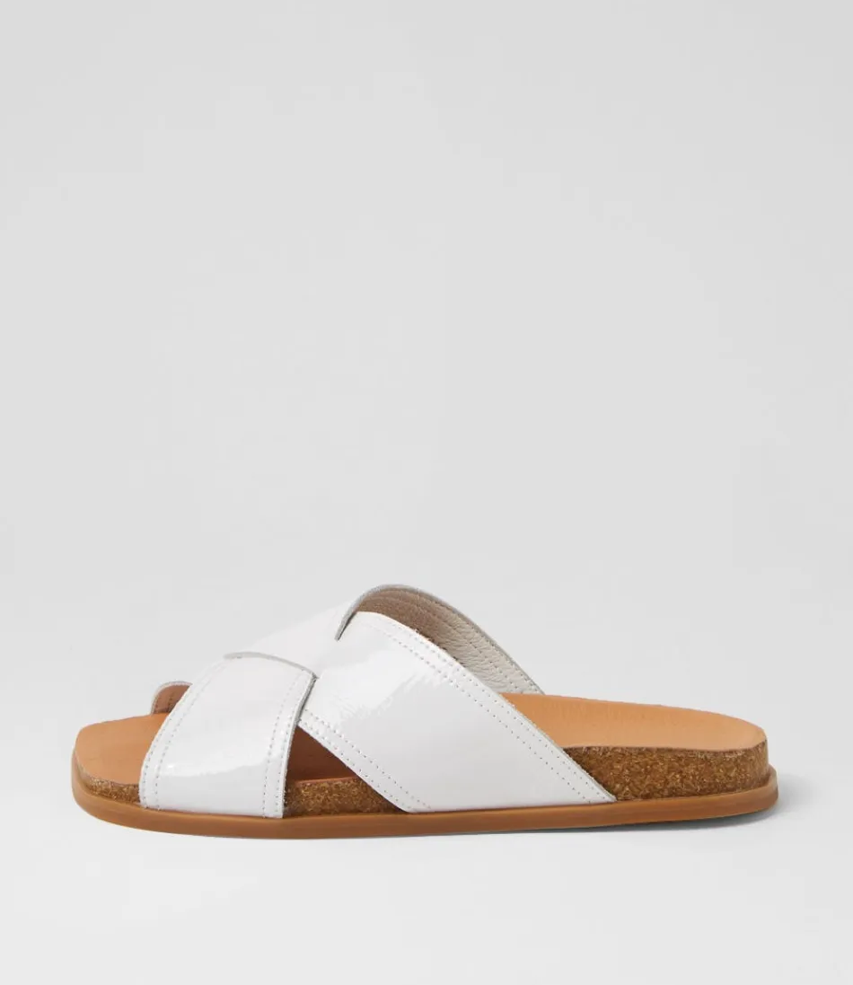 Women DJANGO & JULIETTE Flats<Nedal White Patent Leather Slides