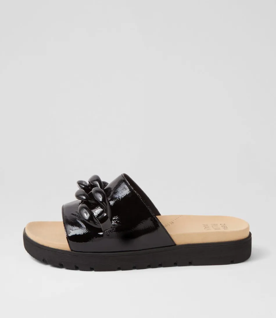 Women ZIERA Flats<Nerriya Xw Black Patent Leather Slides