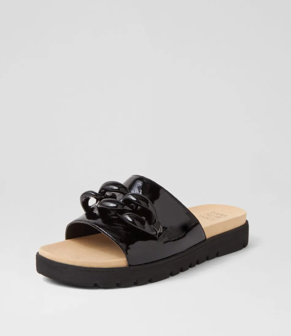 Women ZIERA Flats<Nerriya Xw Black Patent Leather Slides