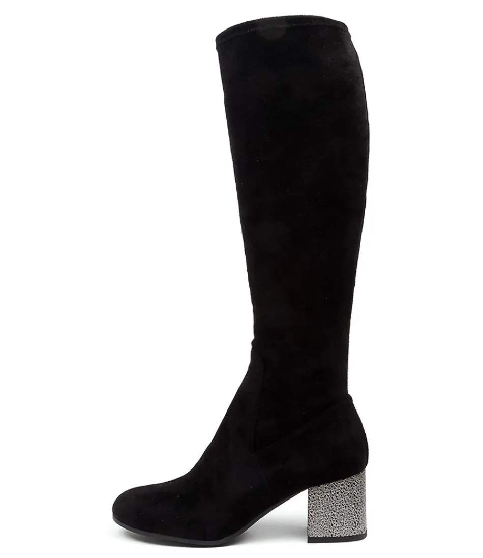 Women DJANGO & JULIETTE Boots<Nething Dj Black Pewter He Stretch Microsuede