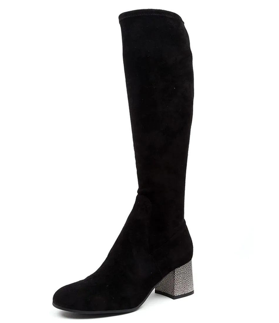 Women DJANGO & JULIETTE Boots<Nething Dj Black Pewter He Stretch Microsuede