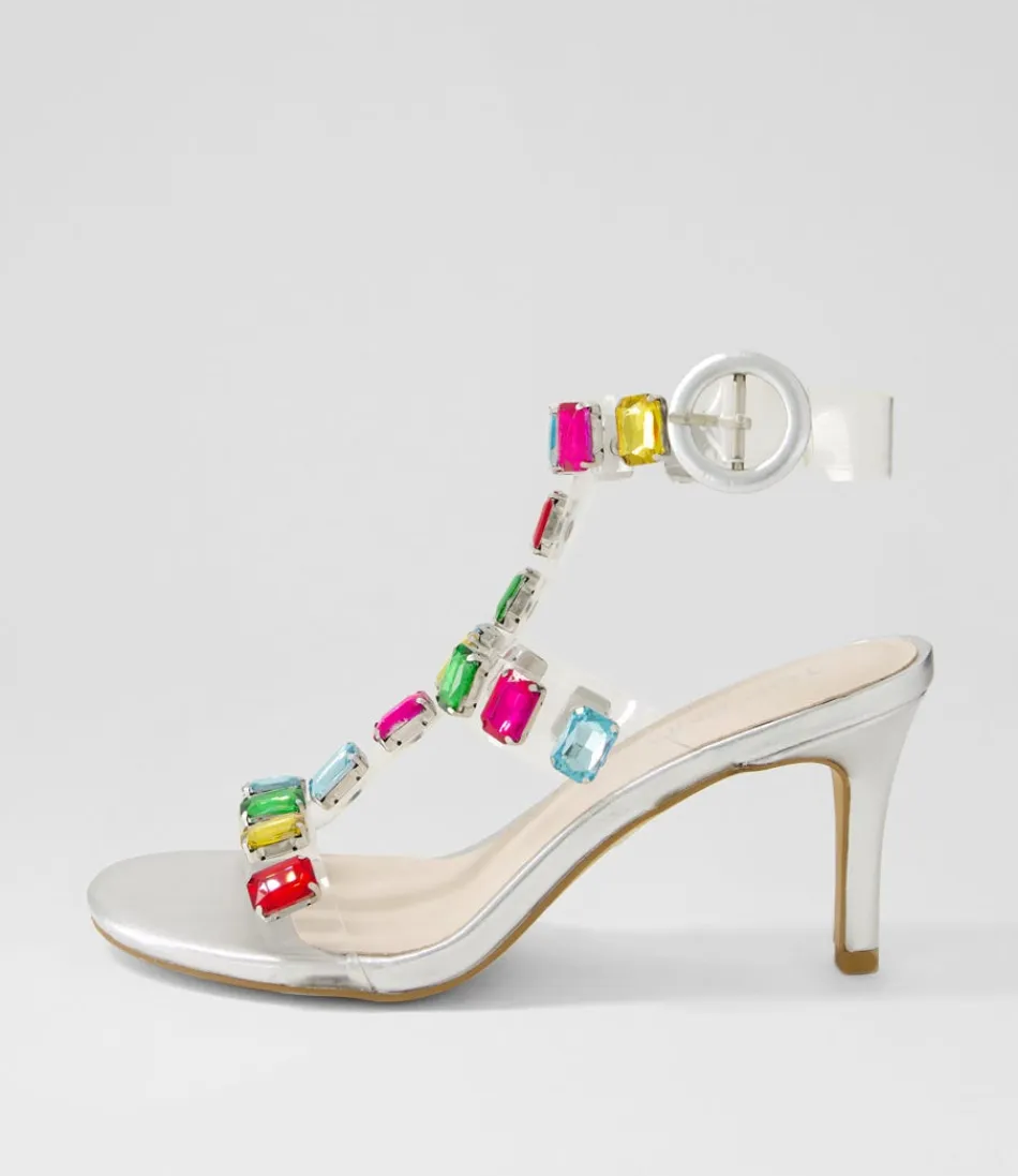 Women TOP END Heels<Niamah Silver Bright Multi Sandals