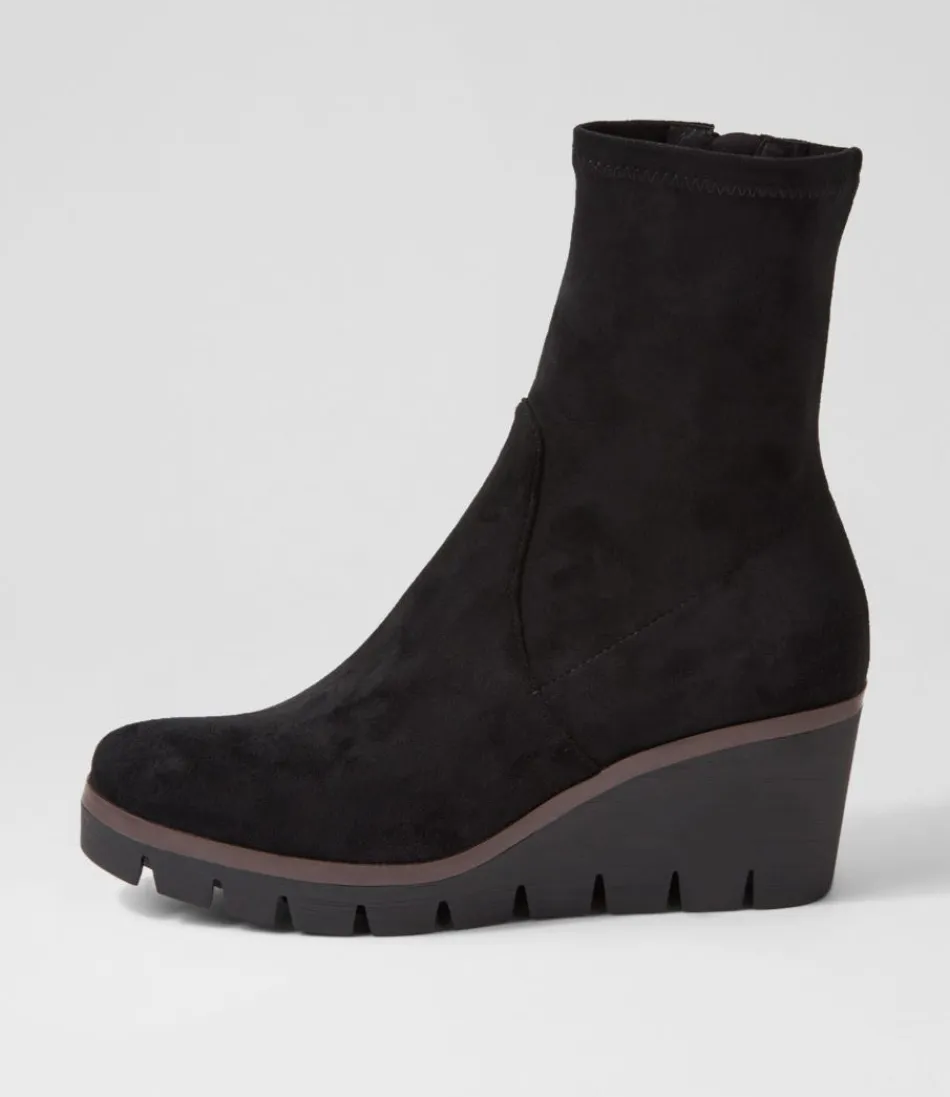 Women DJANGO & JULIETTE Boots<Nibal Black Stretch Microsuede Ankle Boots