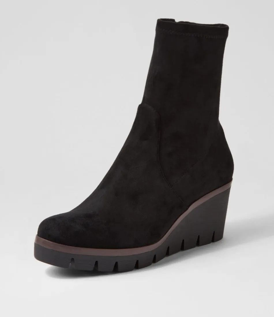 Women DJANGO & JULIETTE Boots<Nibal Black Stretch Microsuede Ankle Boots