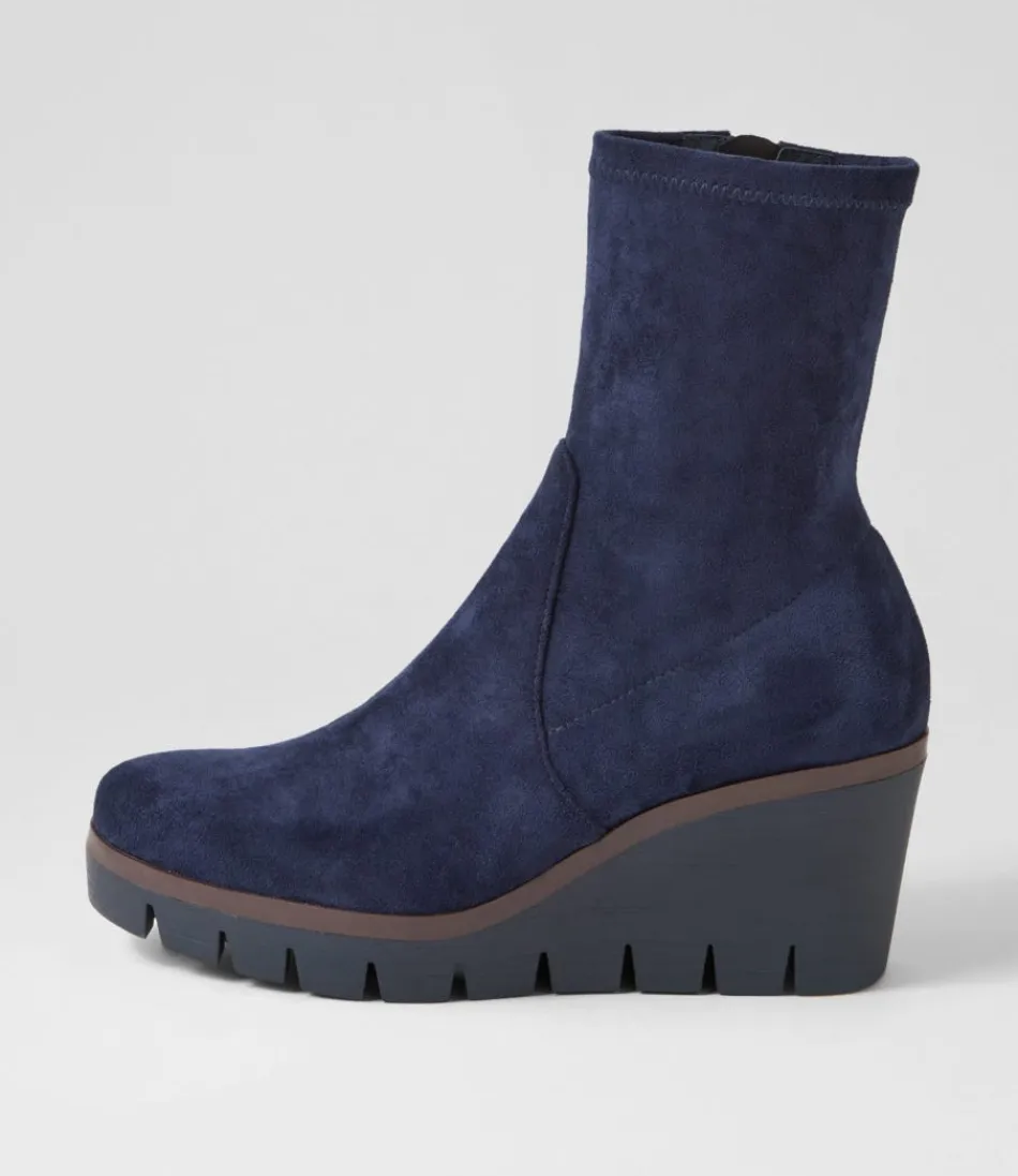 Women DJANGO & JULIETTE Boots<Nibal Navy Stretch Microsuede Ankle Boots