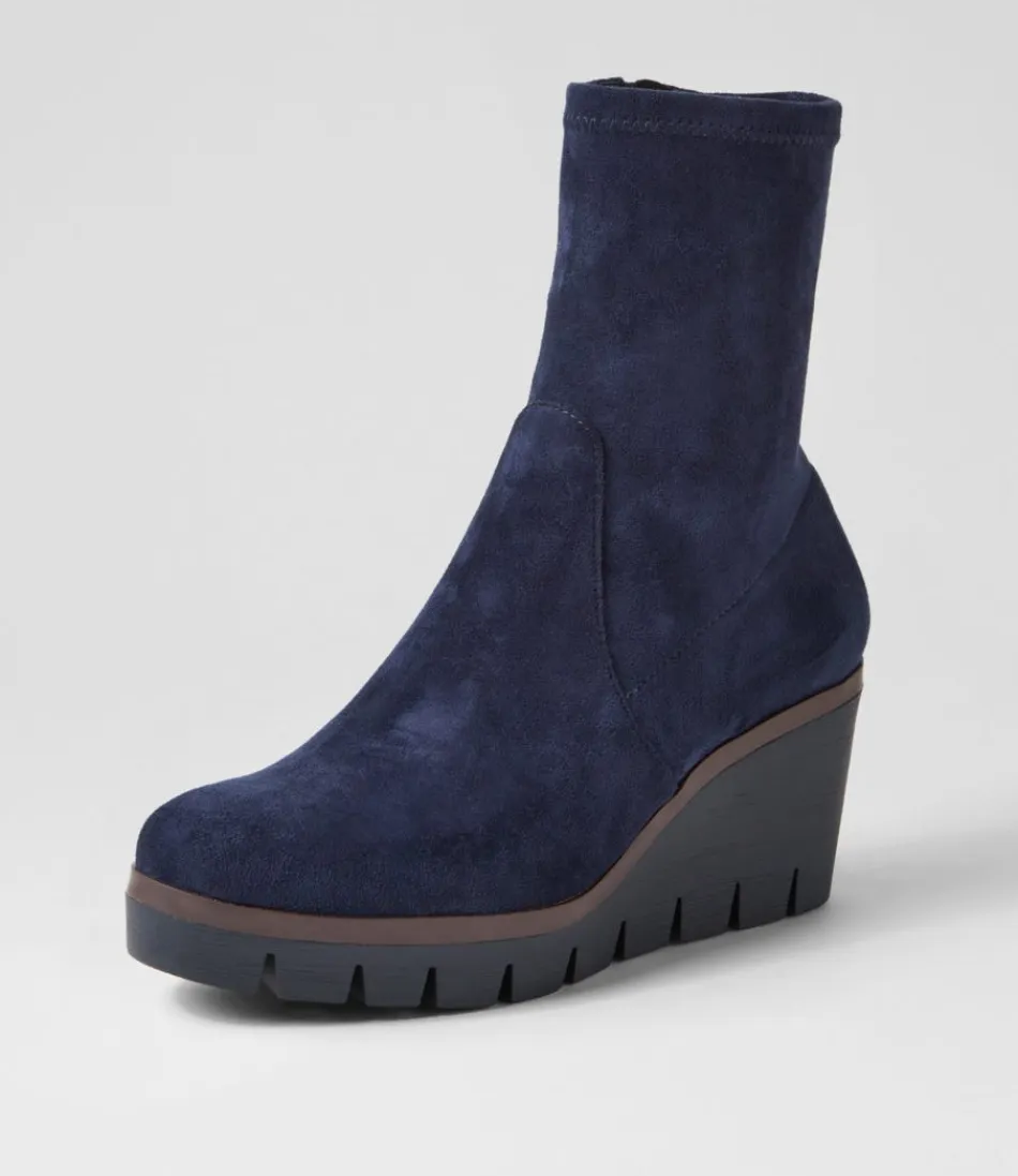 Women DJANGO & JULIETTE Boots<Nibal Navy Stretch Microsuede Ankle Boots