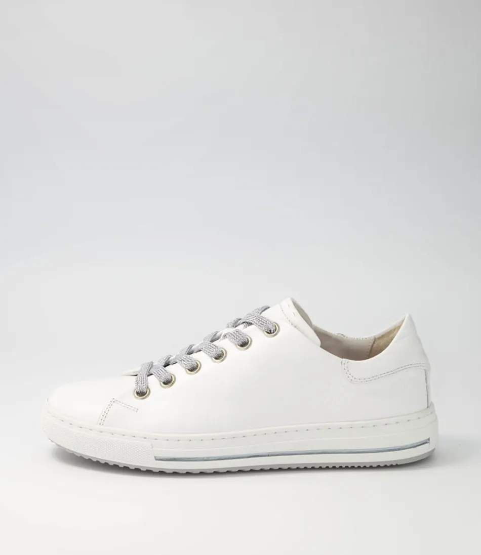 Women GABOR Comfort<Nissy Weiss Silver Leather Sneakers