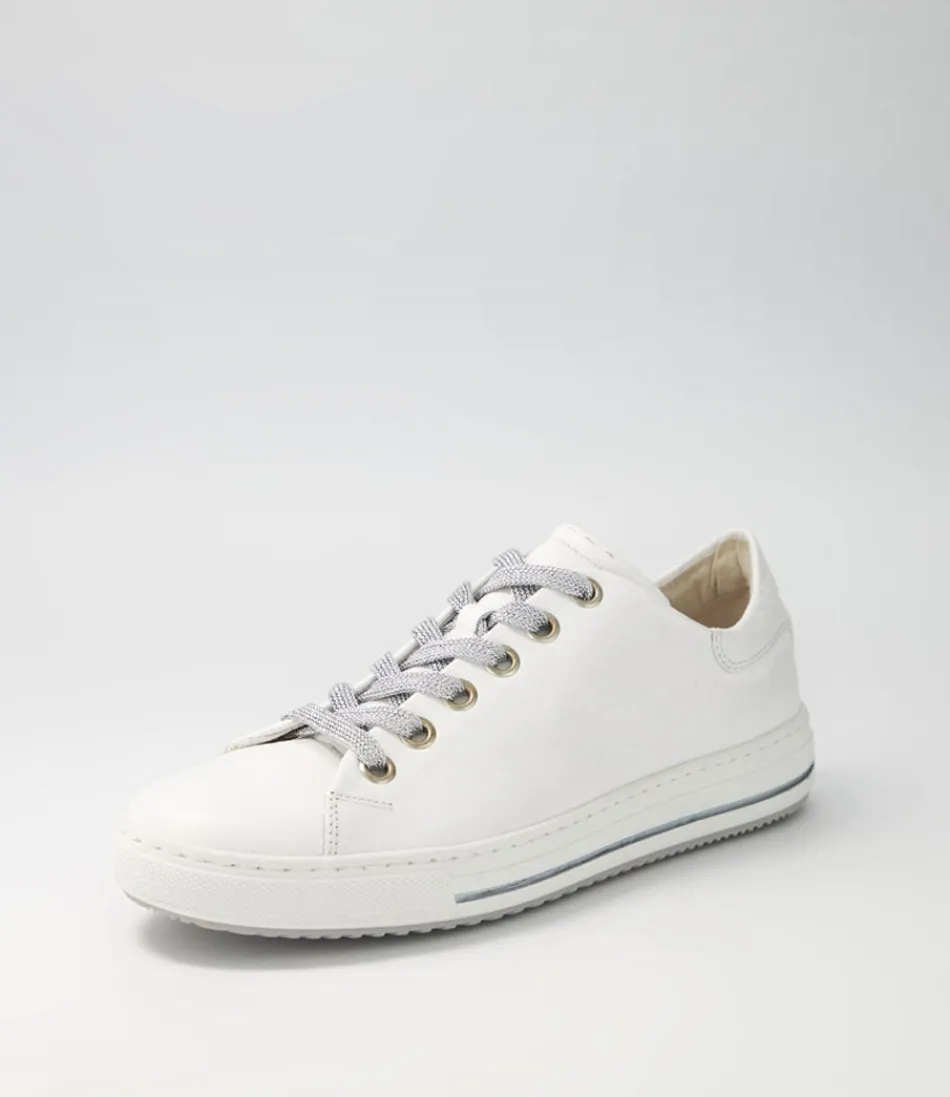 Women GABOR Comfort<Nissy Weiss Silver Leather Sneakers