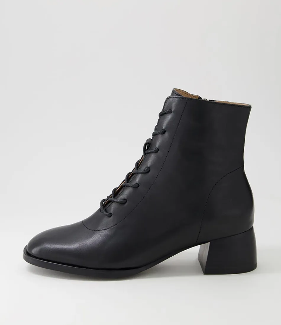 Women DJANGO & JULIETTE Boots<Nocal Black Leather Lace Up Boots