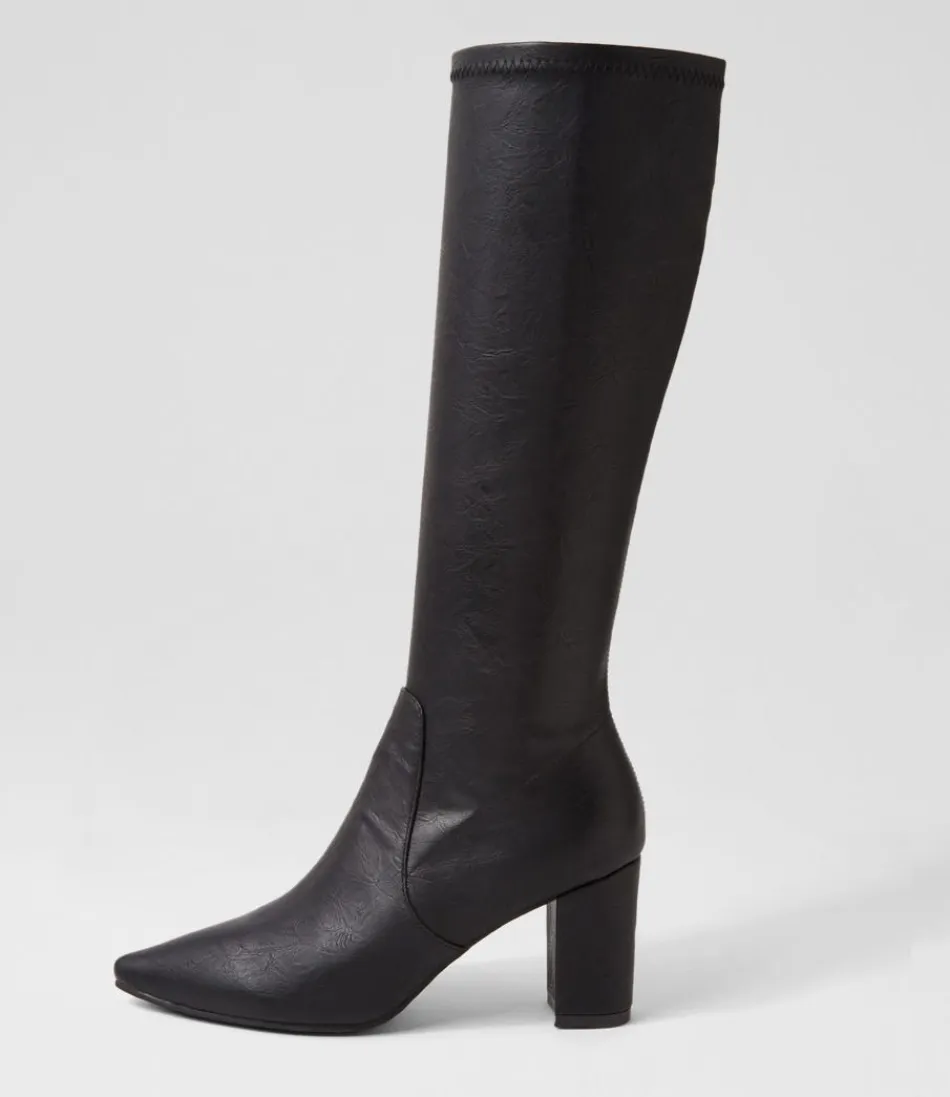 Women DJANGO & JULIETTE Boots<Norass Black Stretch Shrunken Knee High Boots