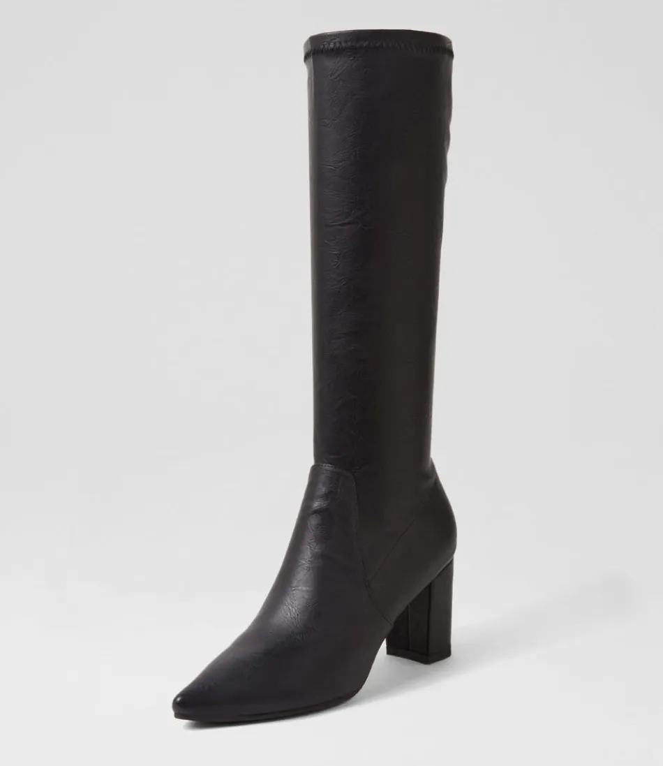 Women DJANGO & JULIETTE Boots<Norass Black Stretch Shrunken Knee High Boots