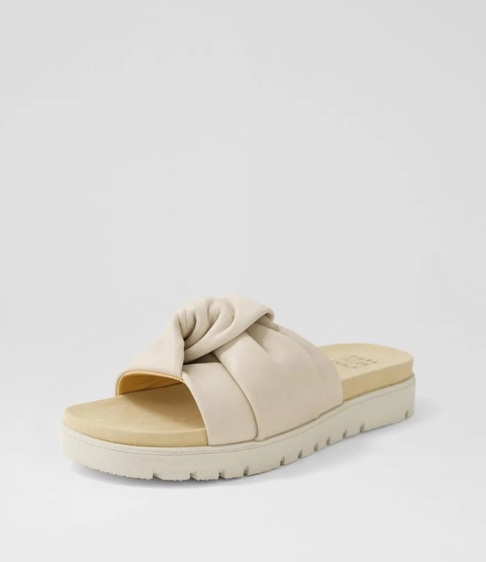 Women ZIERA Flats<Nulla Xw Almond Leather Slides