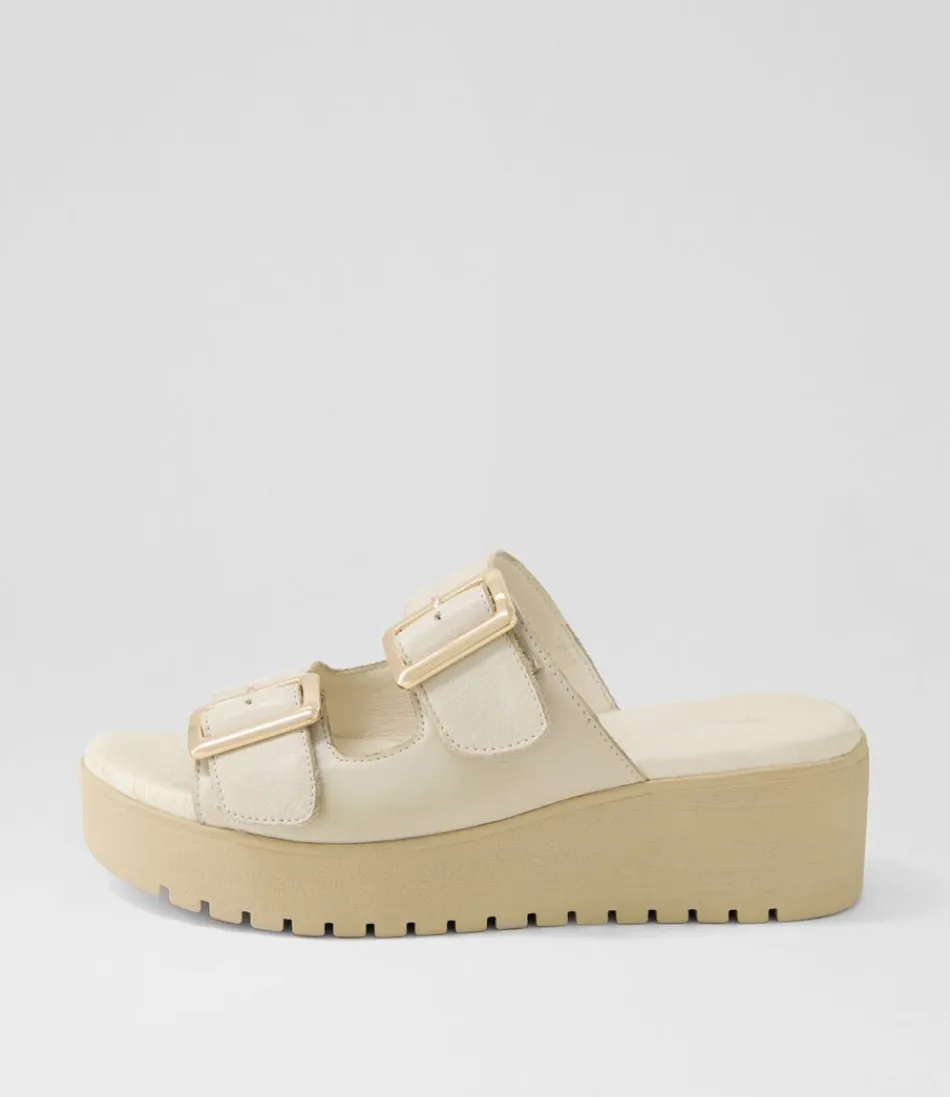 Women DJANGO & JULIETTE Wedges<Oaxel Almond Leather Slides