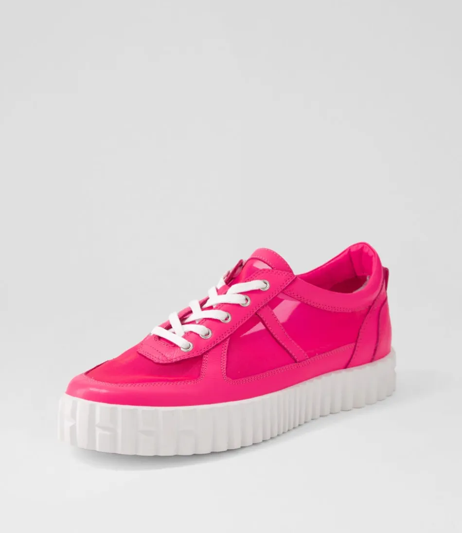 Women DJANGO & JULIETTE Sneakers<Obitta Hot Pink White Leather Mesh Sneakers