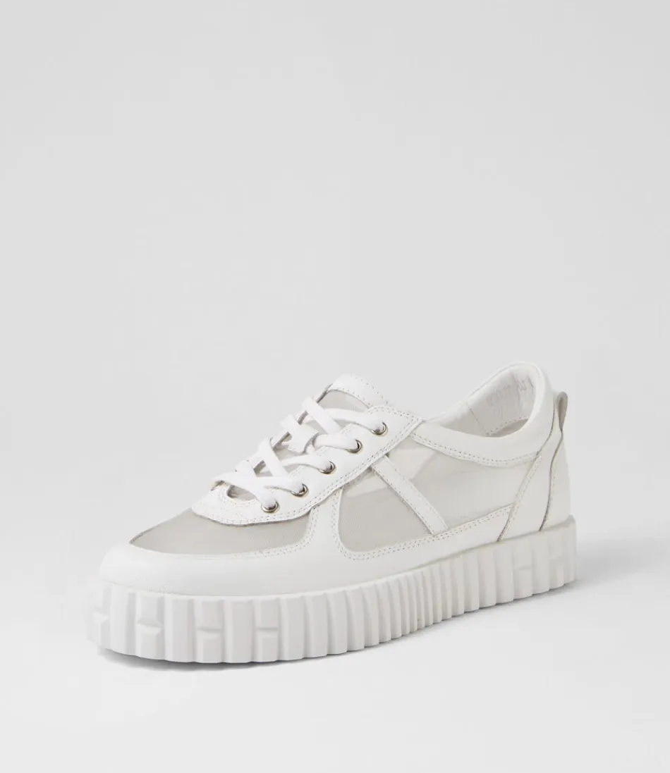 Women DJANGO & JULIETTE Sneakers<Obitta White Mesh Leather Sneakers